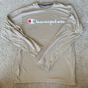 Worn once! Beige Champion Long Sleeve T Shirt